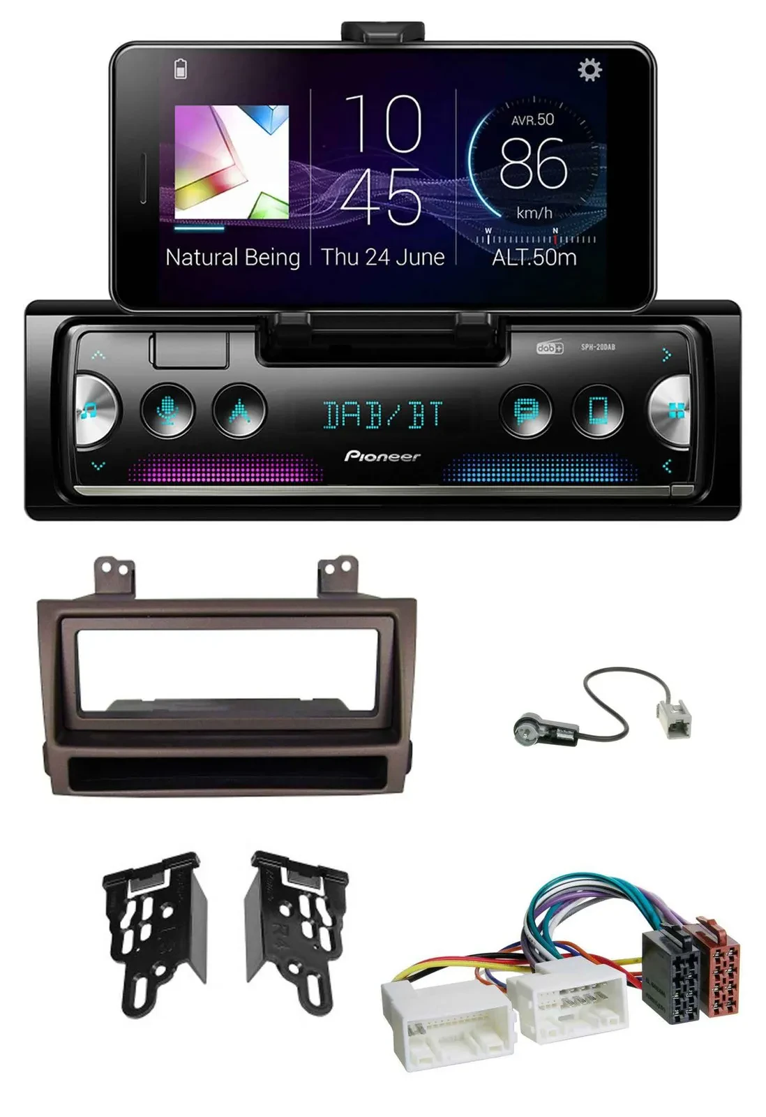 Автомагнитола Pioneer USB MP3 Bluetooth DAB для Hyundai Sonata (с 2009) темно-коричневый металлик