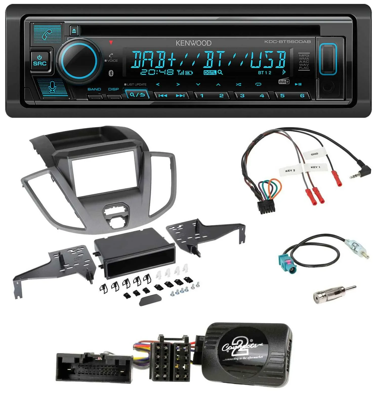 Kenwood Bluetooth DAB CD Lenkrad USB Autoradio für Ford Transit V363 15-18 ohne