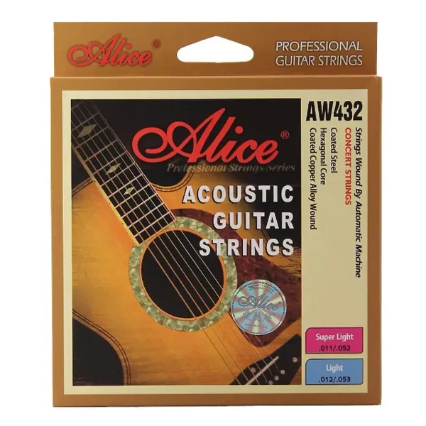 Струны для акустической гитары Alice AW432-SL Coated Copper Super Light 11-52