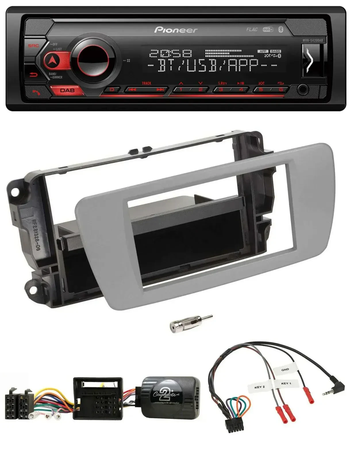 Автомагнитола Pioneer USB, DAB, Bluetooth для Seat Ibiza, серый