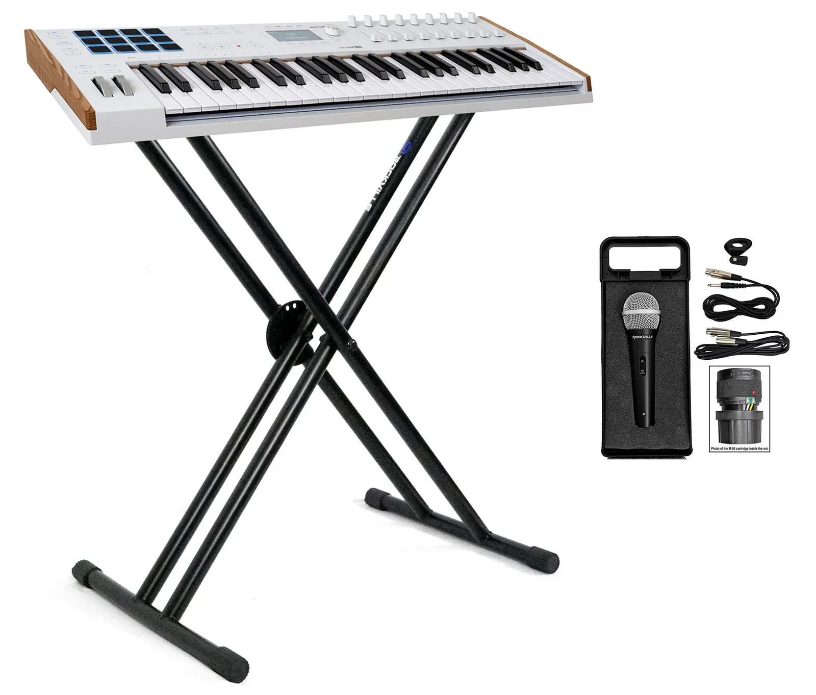 Arturia KEYLAB 49-Key Mk3 White USB Midi Keyboard Controller+Stand+Microphone