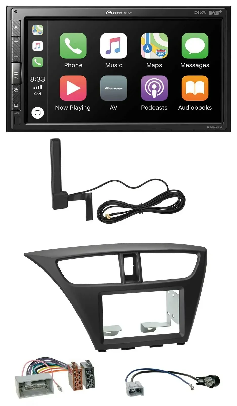 Автомагнитола Pioneer 2 DIN USB Bluetooth DAB MP3 для Honda Civic Hatchback (с 2012)