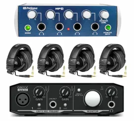 PRESONUS HP4 Headphone Amplifie+(4) HD9 Studio Headphones+Mackie 2x2 Interface
