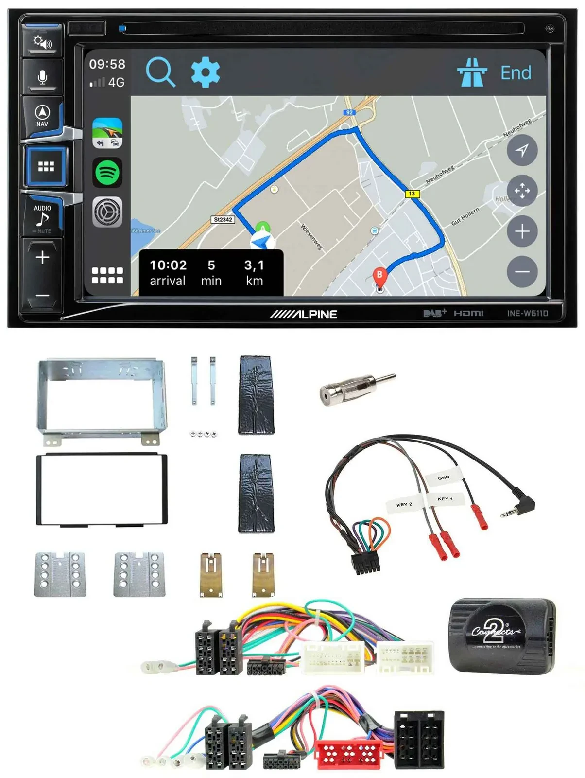 Alpine DAB TMC Bluetooth 2DIN USB Lenkrad Navigation für KIA Carnival II VQ 2006