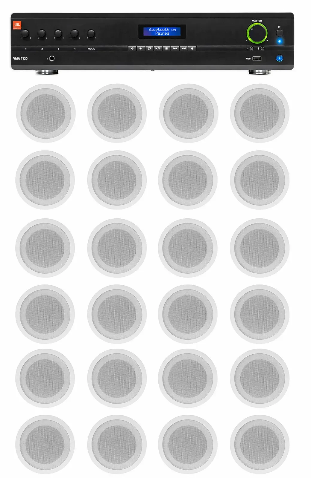 Потолочная акустика JBL CCL5T White с усилителем (24 штуки)