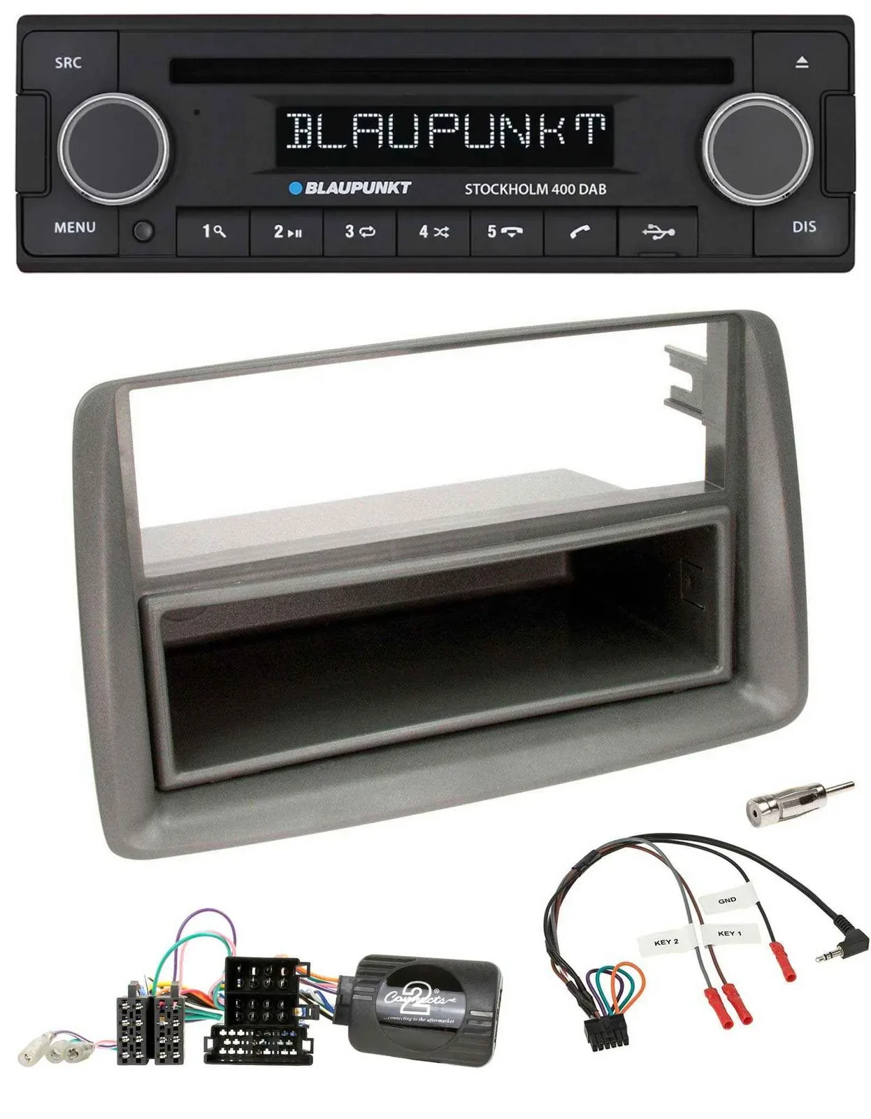 Blaupunkt Lenkrad Bluetooth DAB CD USB Autoradio für Fiat Panda 169 2007-2012 gr