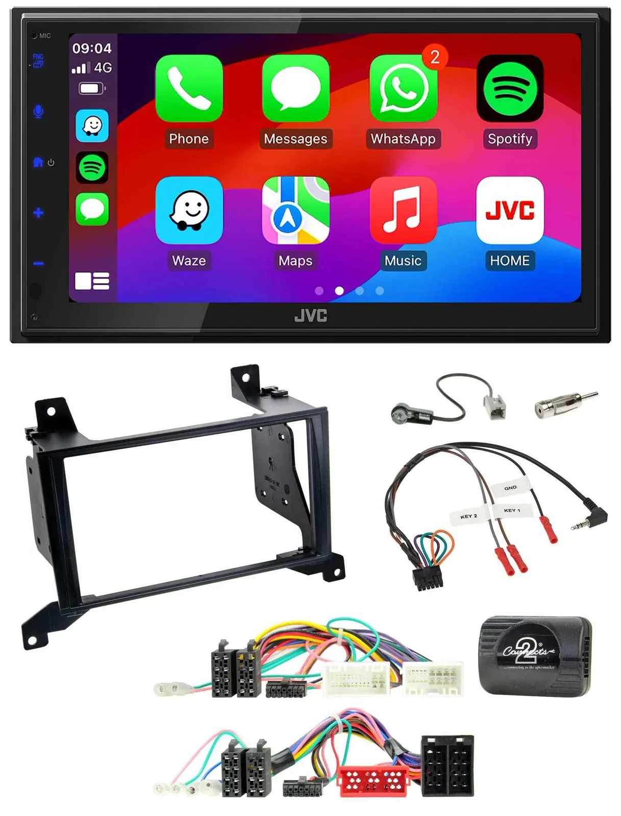 JVC Bluetooth USB Lenkrad 2DIN DAB Autoradio für Hyundai Santa Fe CM 2009-2012