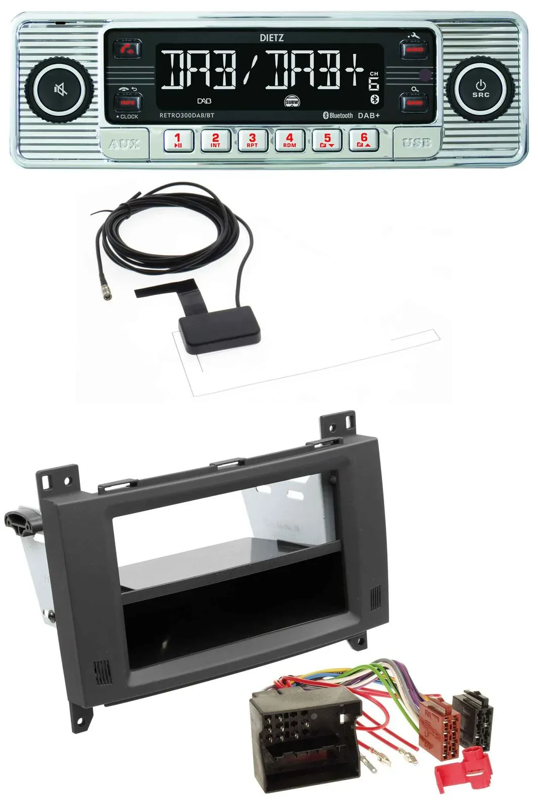 Автомагнитола для Mercedes A-/B-Klasse и Vito Dietz Bluetooth USB MP3 DAB Rubbertouch