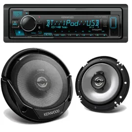 Kenwood KDC-BT382U Single-DIN CD Multimedia Receiver + 6.5" Coaxial Speakers