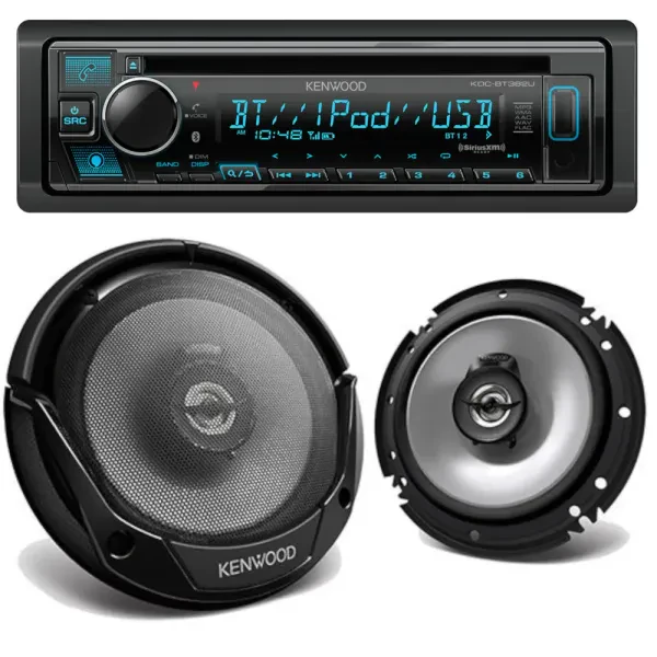 Kenwood KDC-BT382U Single-DIN CD Multimedia Receiver + 6.5" Coaxial Speakers