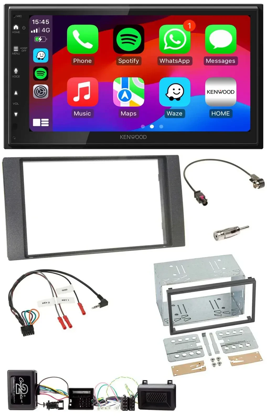 Автомагнитола Kenwood 2-DIN USB DAB Bluetooth для Ford Kuga 2008–2012, антрацит