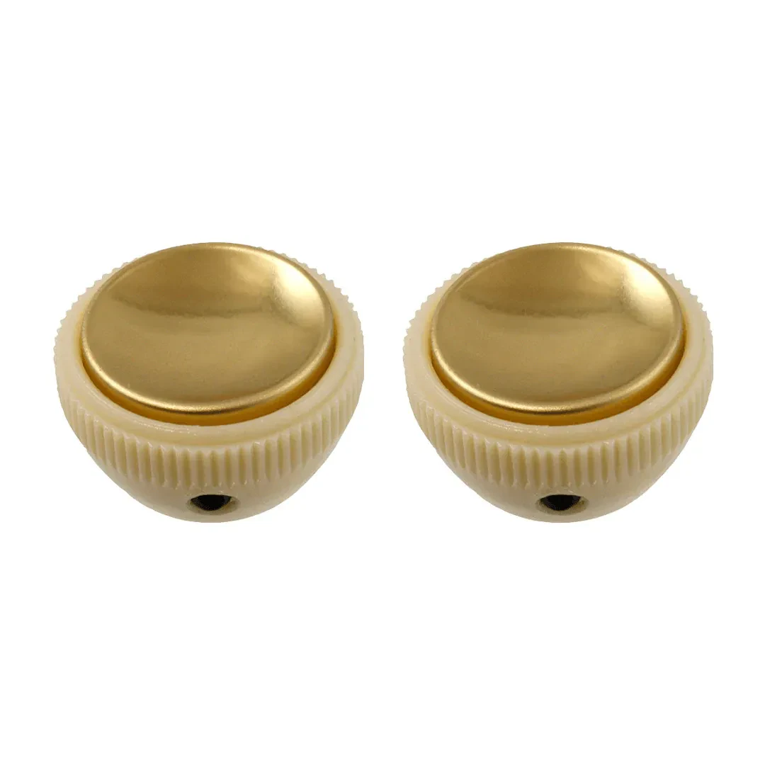 Allparts Vintage Hofner Bass Style Guitar Tea Cup Knobs, Set of 2, Cream & Gold
