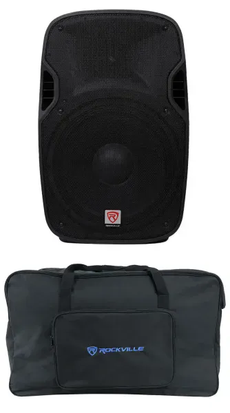 Rockville SPGN158 15" 1600 Watt DJ PA Speakers 8-Ohm+Weatherproof Speaker Bag