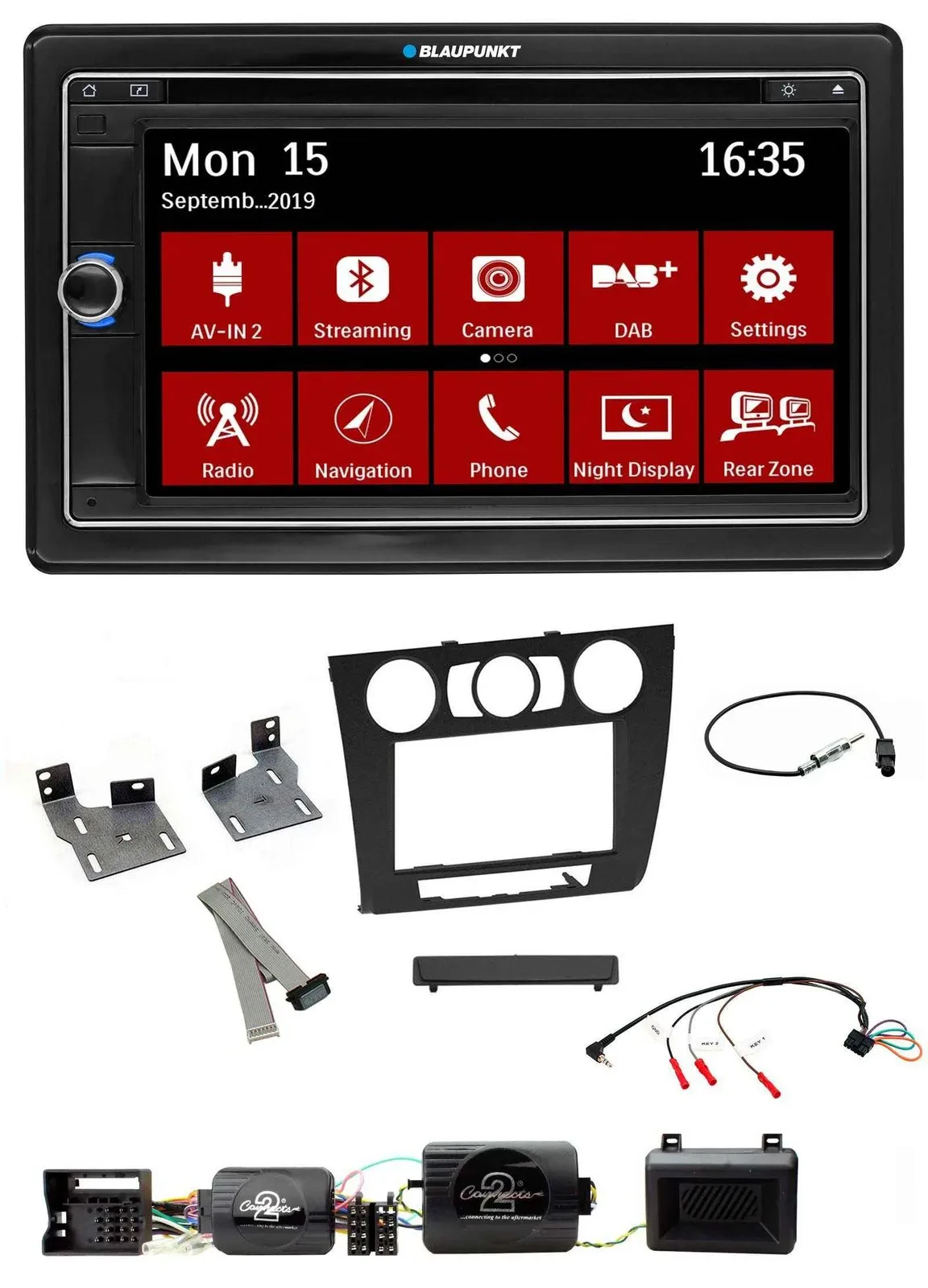 Blaupunkt 2DIN USB DAB Lenkrad Bluetooth TMC Navigation für BMW 1er PDC man. Kli