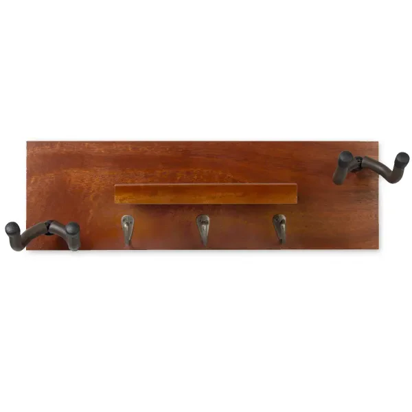 keepdrum GS039M Gitarren-Wandhalterung Mahagoni für 2 Gitarren und Zubehör
