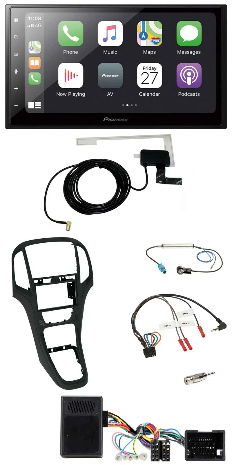 Pioneer USB Lenkrad 2DIN Bluetooth DAB Autoradio für Opel Astra ab 09 Perlschwar
