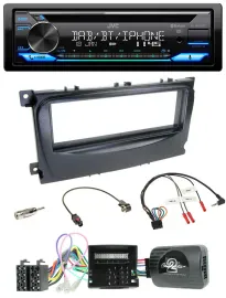 JVC Bluetooth Lenkrad USB DAB CD Autoradio für Ford C-Max Can 07-10 Focus schwar