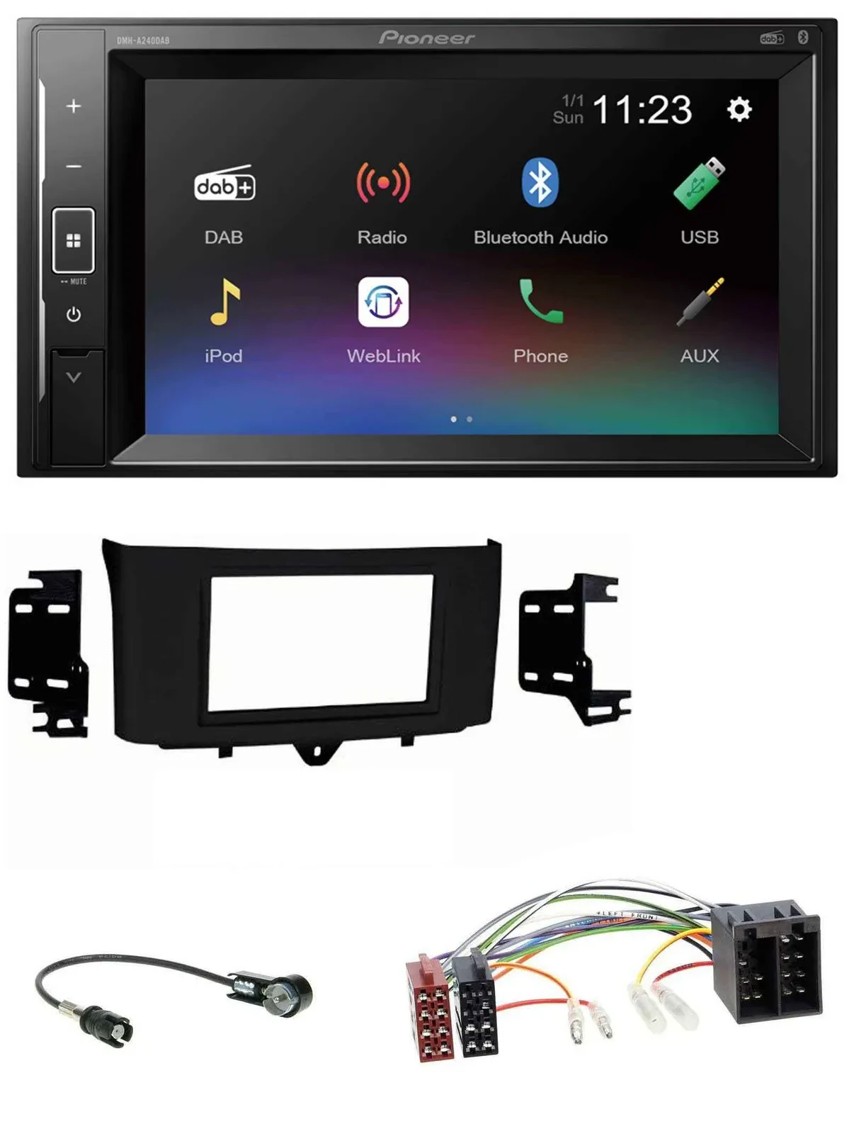 Pioneer DAB MP3 2DIN Bluetooth USB Autoradio für Smart ForTwo 10-15 ISO Profiver