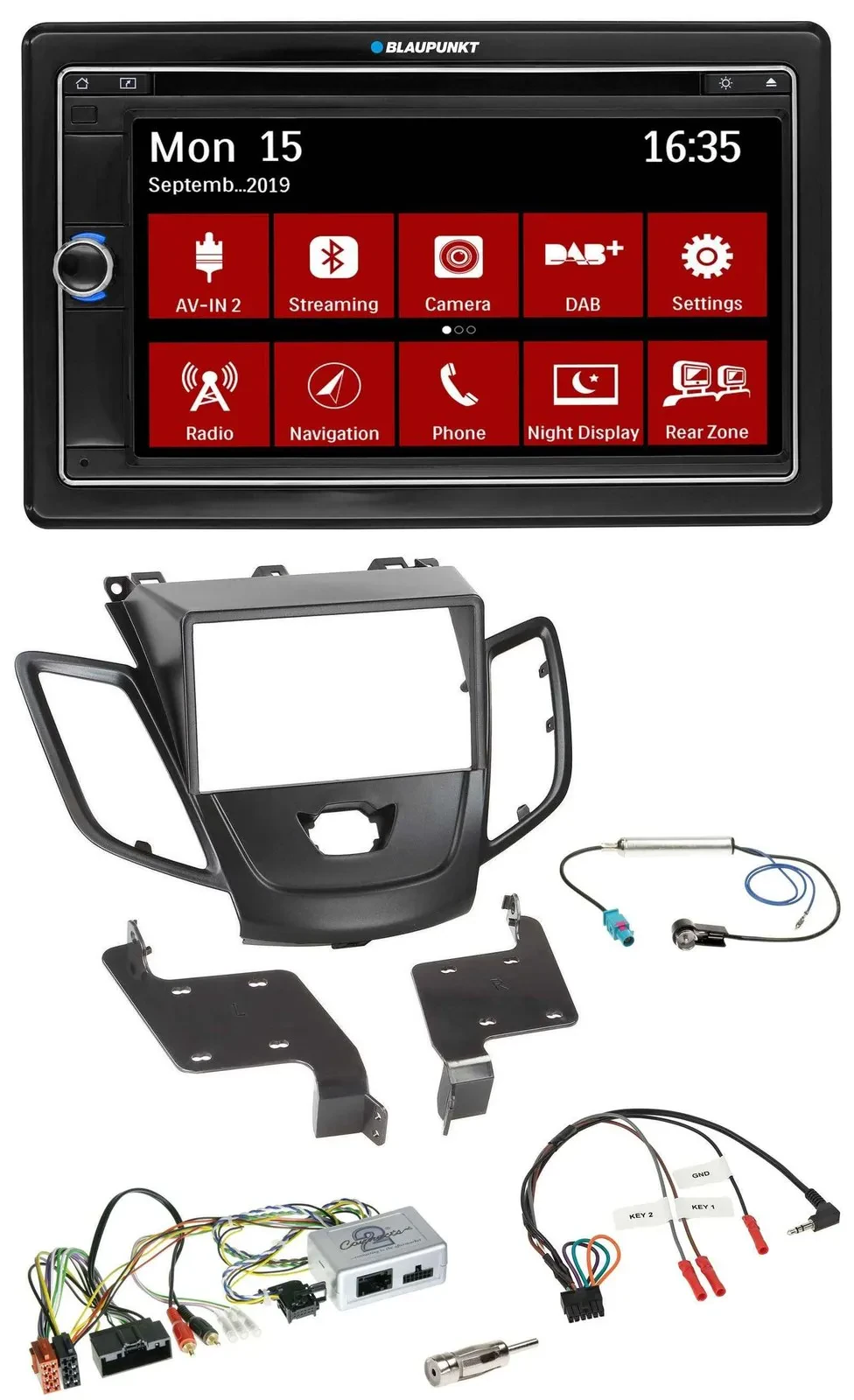 Blaupunkt Lenkrad DAB TMC 2DIN USB Bluetooth Navigation für Ford Fiesta 10-17 sc