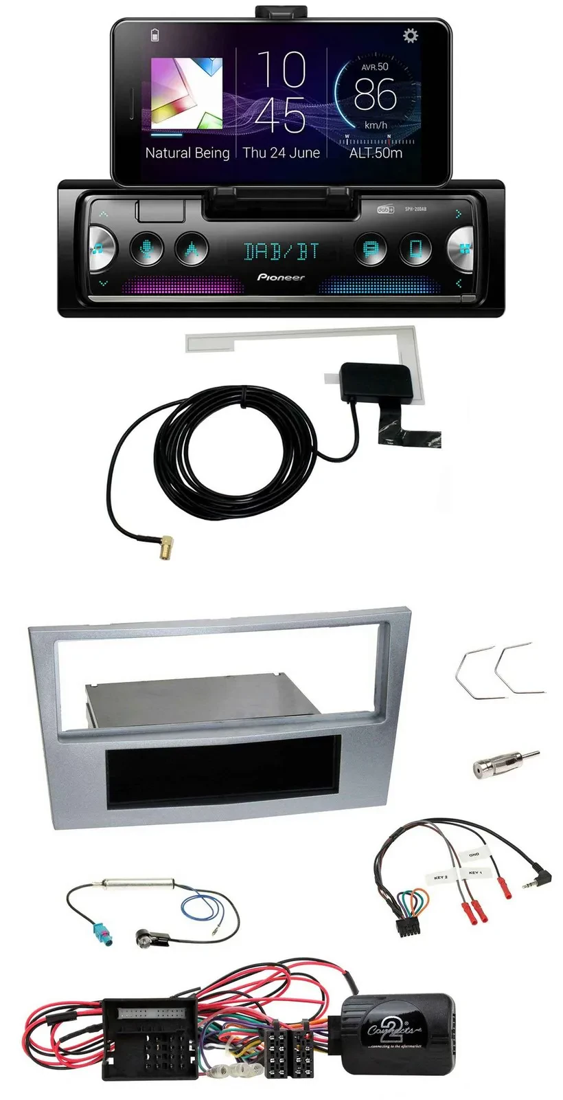 Pioneer DAB Bluetooth Lenkrad USB Autoradio für Opel Corsa D matt-chrom 09-14