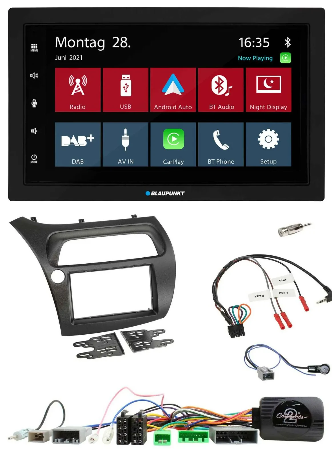 Blaupunkt Lenkrad Bluetooth DAB 2DIN USB Autoradio für Honda Civic 2006-2012