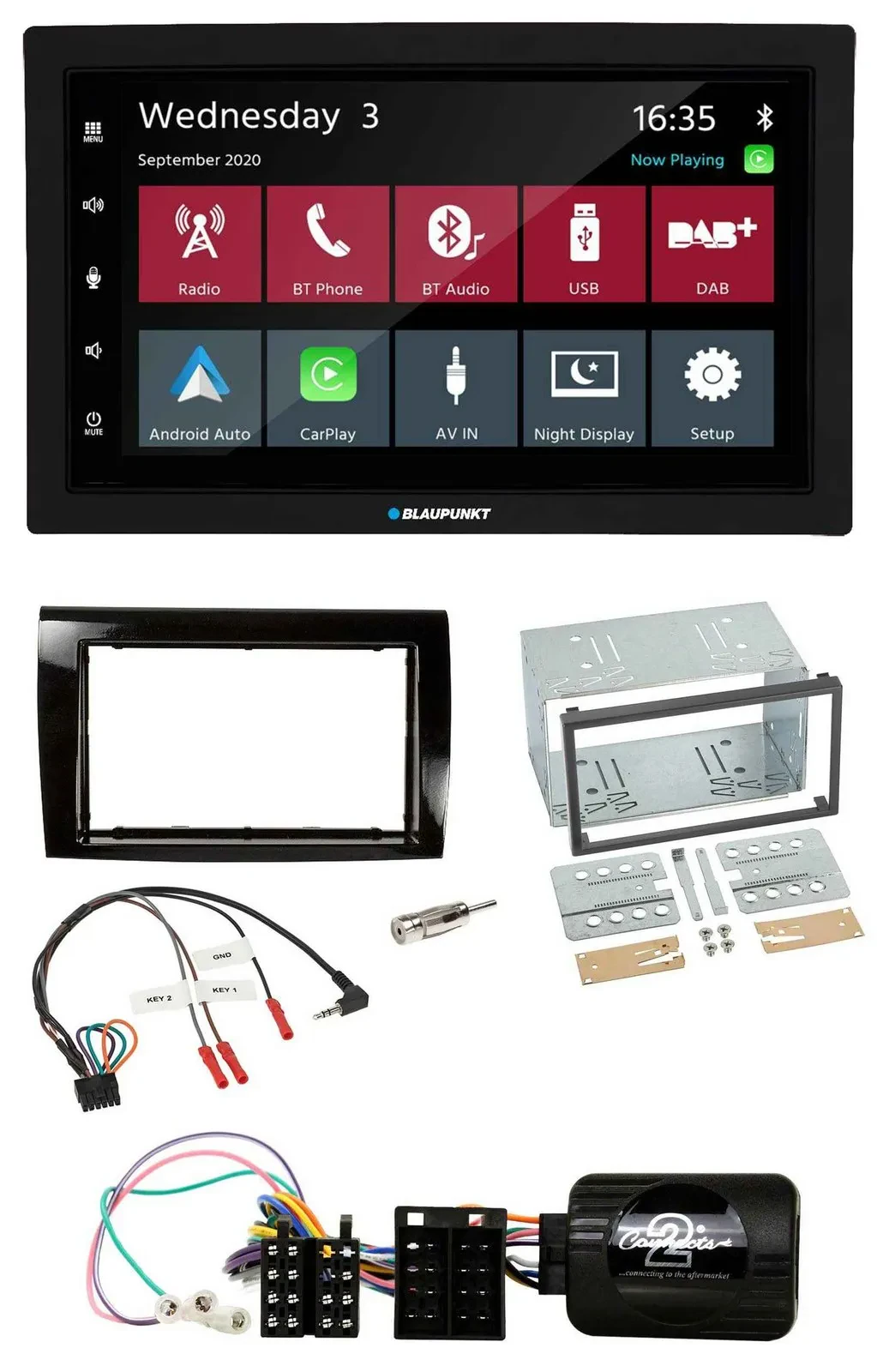 Blaupunkt DAB Bluetooth USB Lenkrad 2DIN Autoradio für Fiat Bravo 2007-2014