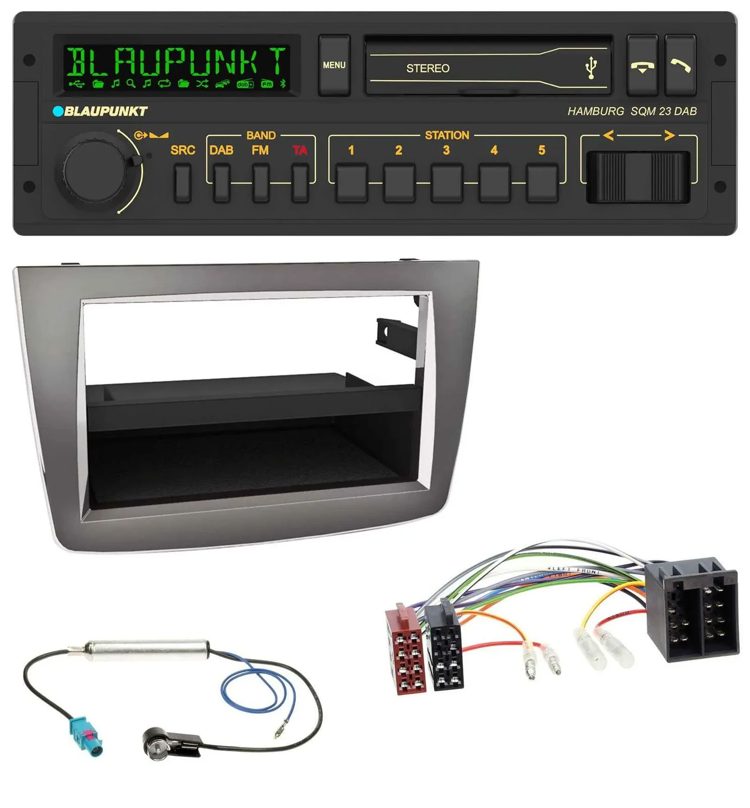 Blaupunkt USB DAB Bluetooth MP3 Autoradio für Alfa Romeo MiTo 955 08-14 ISO dunk