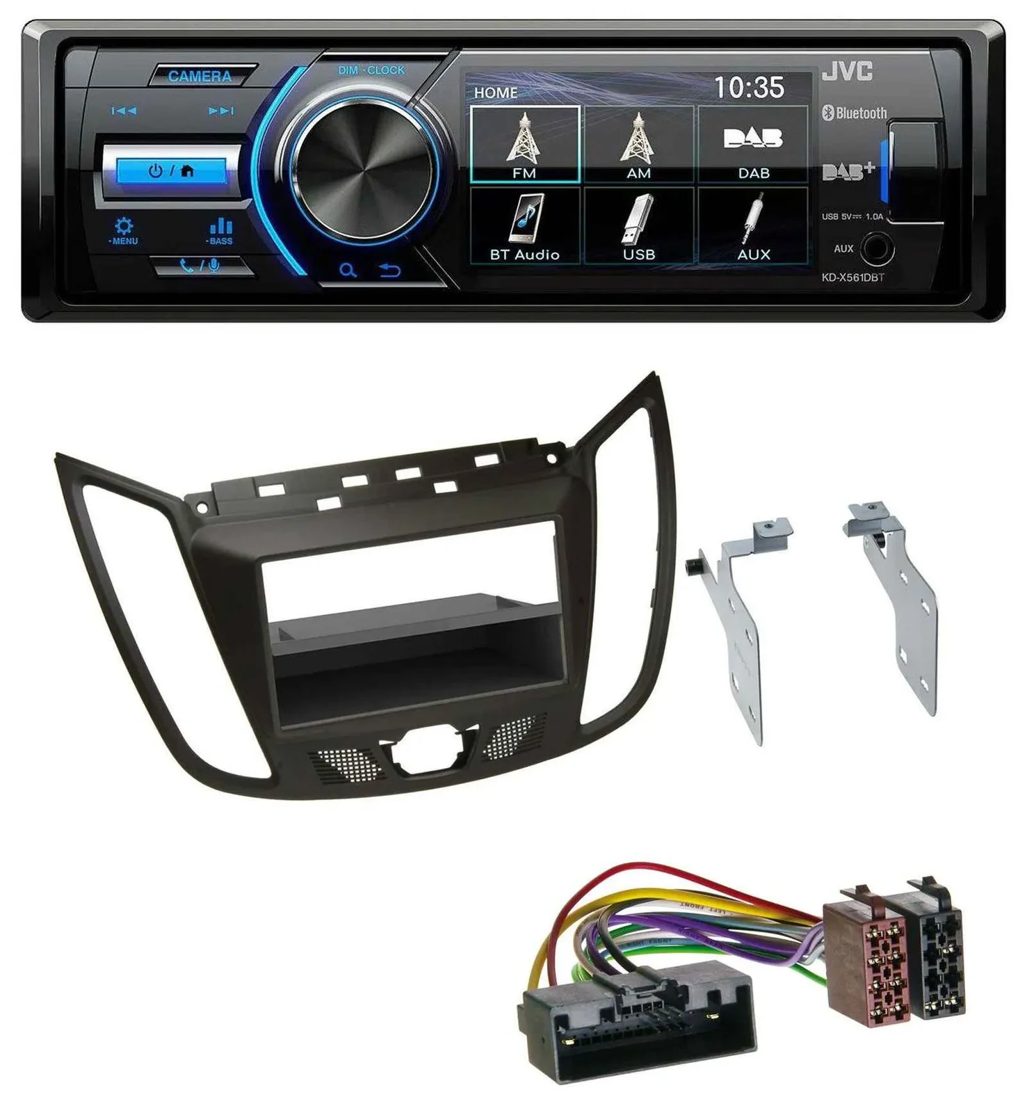 JVC Bluetooth MP3 USB DAB Autoradio für Ford C-Max / Kuga - dunkelbraun