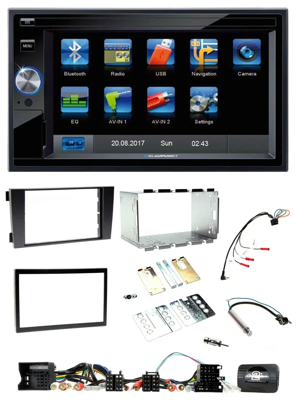 Blaupunkt Lenkrad USB Bluetooth TMC 2DIN Navigation für Audi A6 C5 2001-2004 Akt