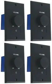 4 Rockville VOL70200 Black 200w 70v Wall Volume Controls Zone Controller Boxes