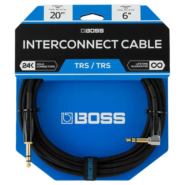Коммутационный кабель BOSS BCC-20-TRA TRS Audio Cable Black 6 м