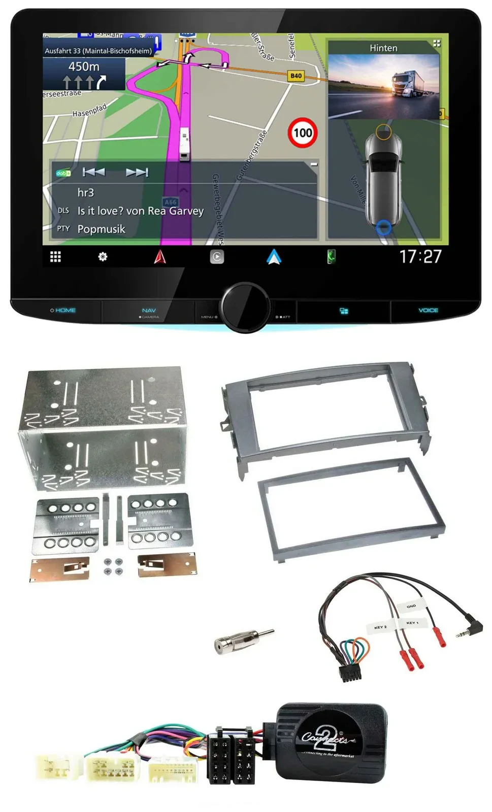Kenwood Bluetooth DAB TMC 2DIN Lenkrad USB Navigation für Toyota Auris 2007-2011