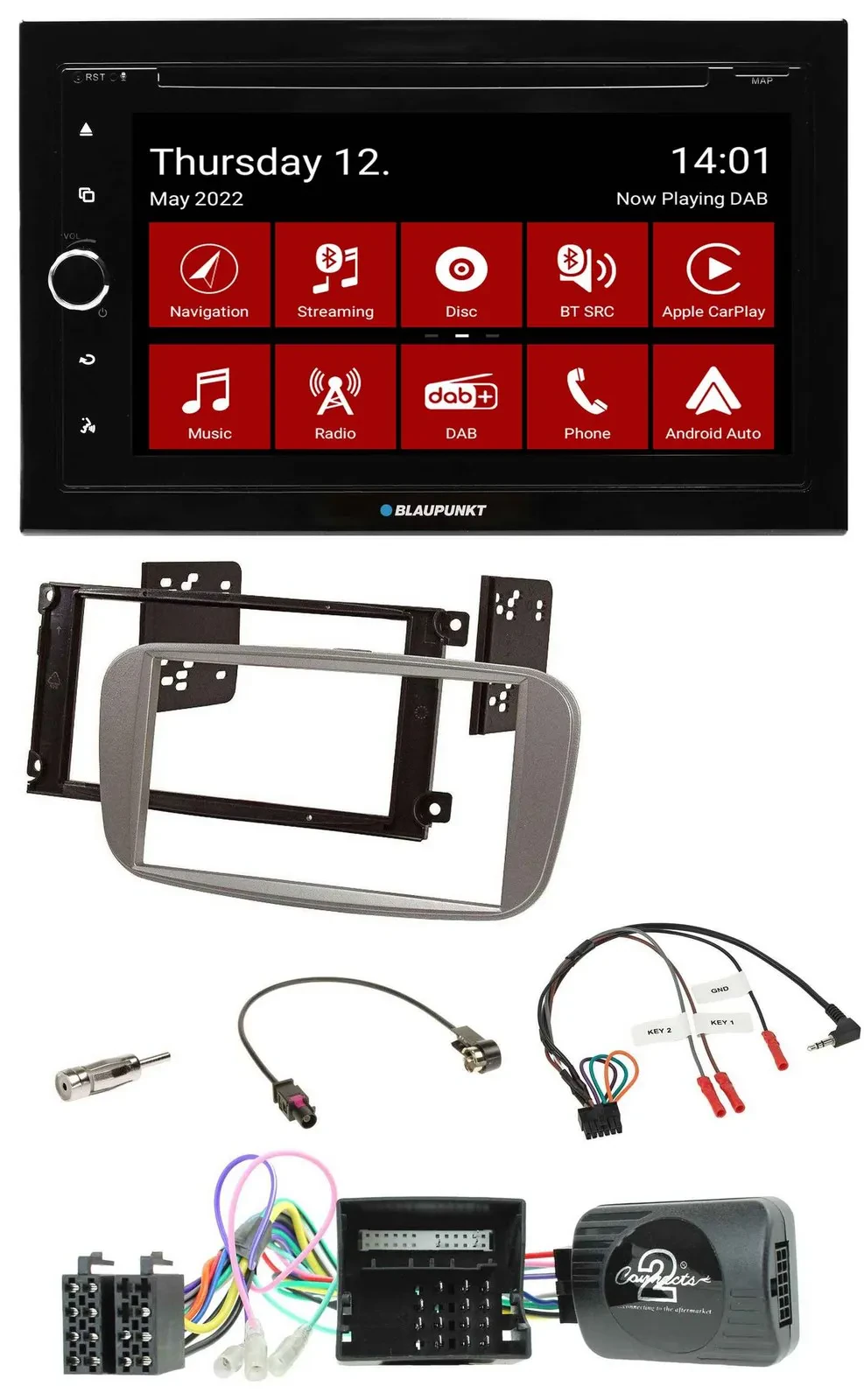 Blaupunkt 2DIN Lenkrad Bluetooth USB TMC DAB Navigation für Ford Mondeo S-Max 20
