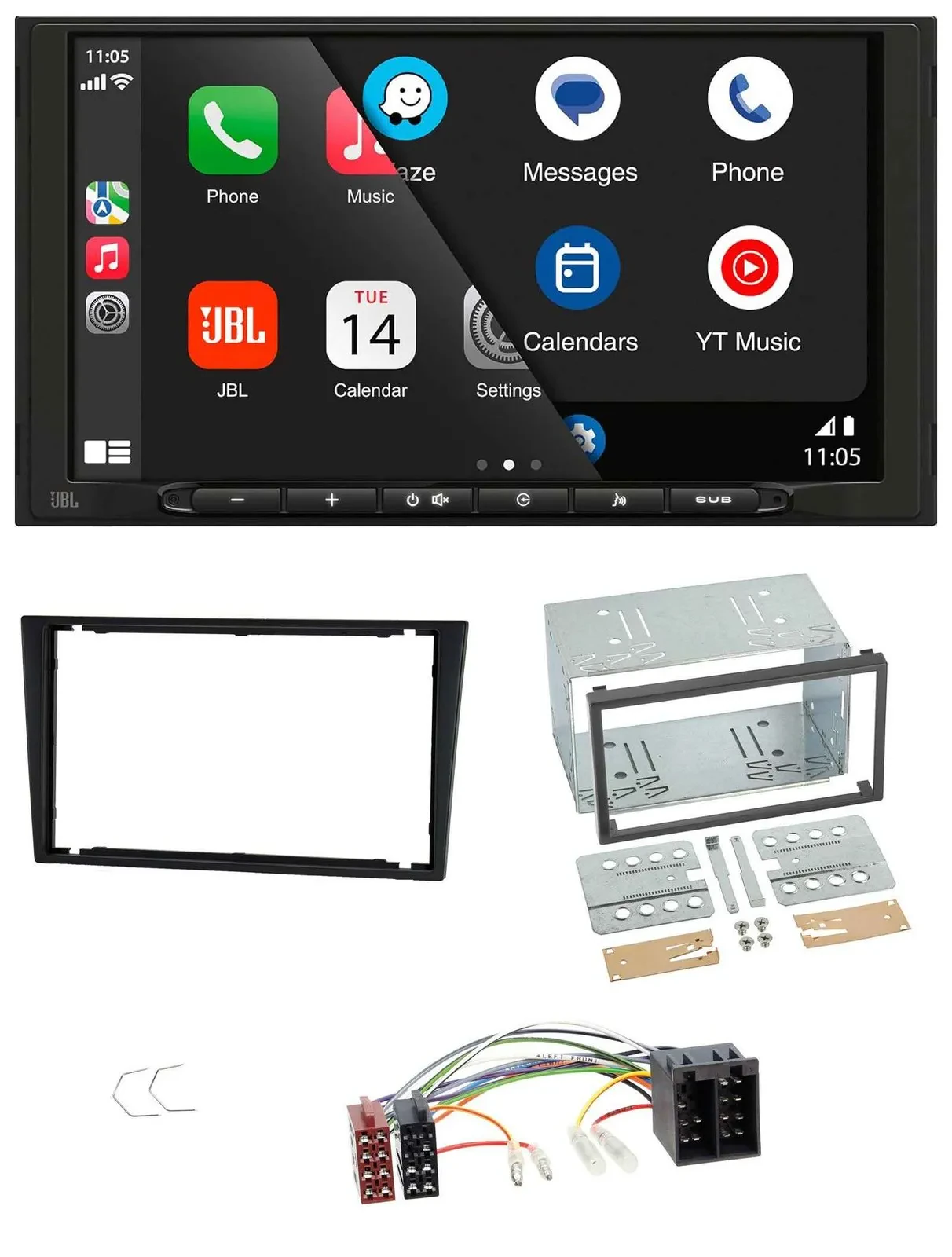 Автомагнитола JBL 2DIN USB MP3 Bluetooth AUX для Opel Corsa C, Meriva, Signum, Vectra B