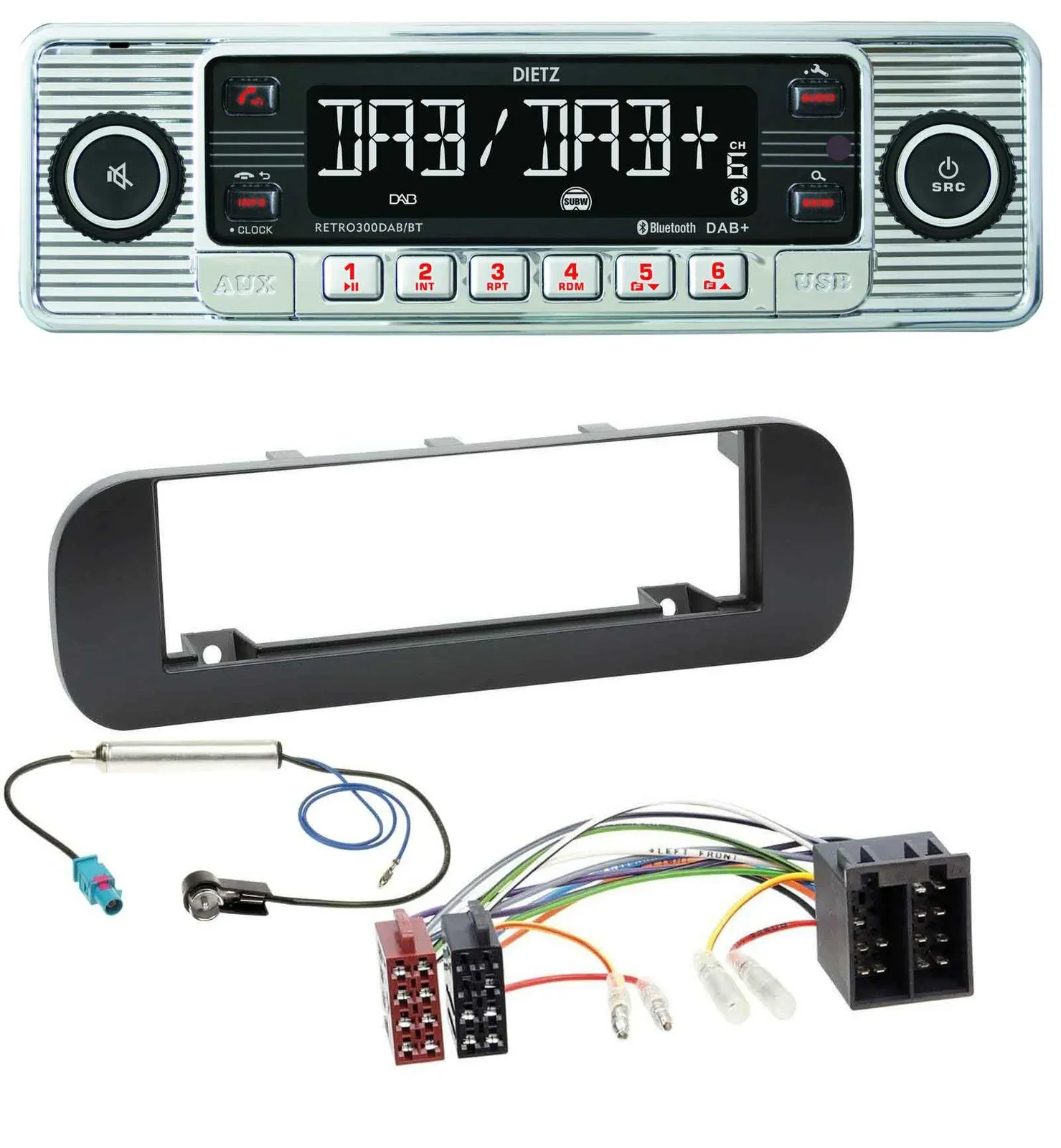 Dietz Bluetooth MP3 DAB USB Autoradio für Fiat Panda (ab 2012) - schwarz