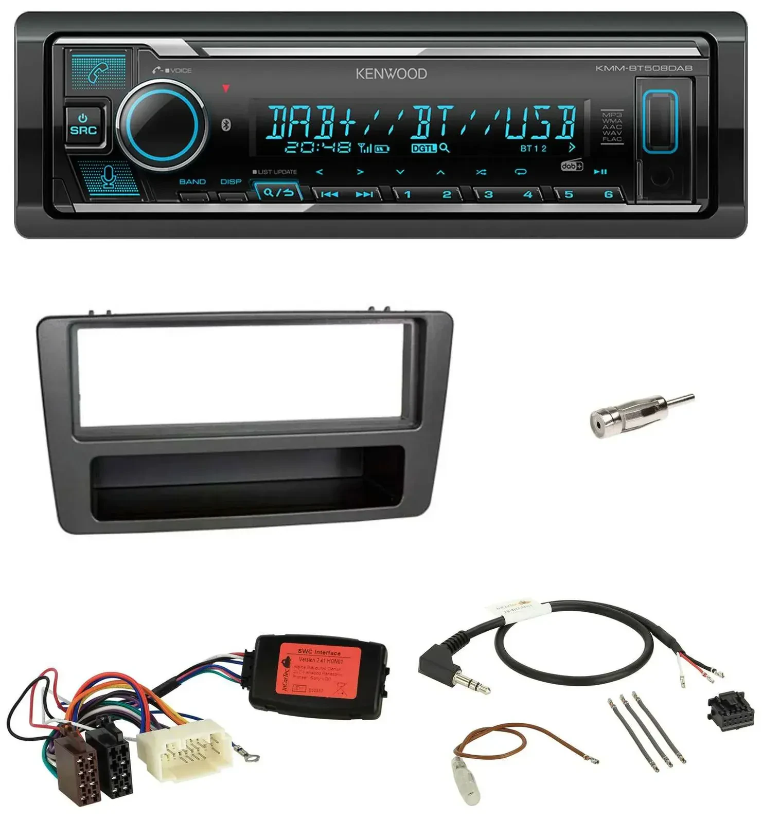 Автомагнитола для Honda Civic 2001–2003 Kenwood Bluetooth, DAB, USB, черный