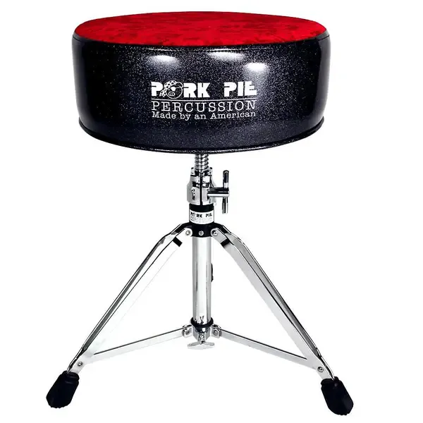 Стул для барабанщика Pork Pie Round Drum Throne Black Sparkle with Red Crush Top