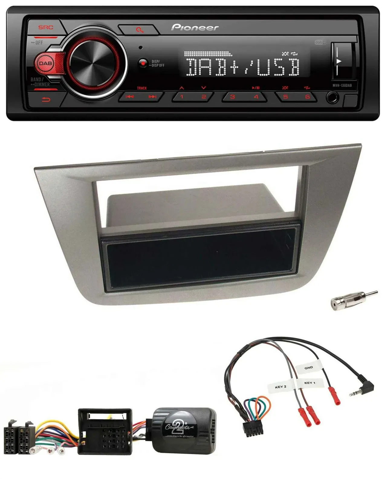 Автомагнитола Pioneer MP3 DAB USB 1 DIN для Seat Toledo/Altea (2004–2009), антрацит
