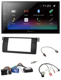 Pioneer USB Bluetooth DAB 2DIN Lenkrad Autoradio für BMW 3er 2002-2006 E46 schwa