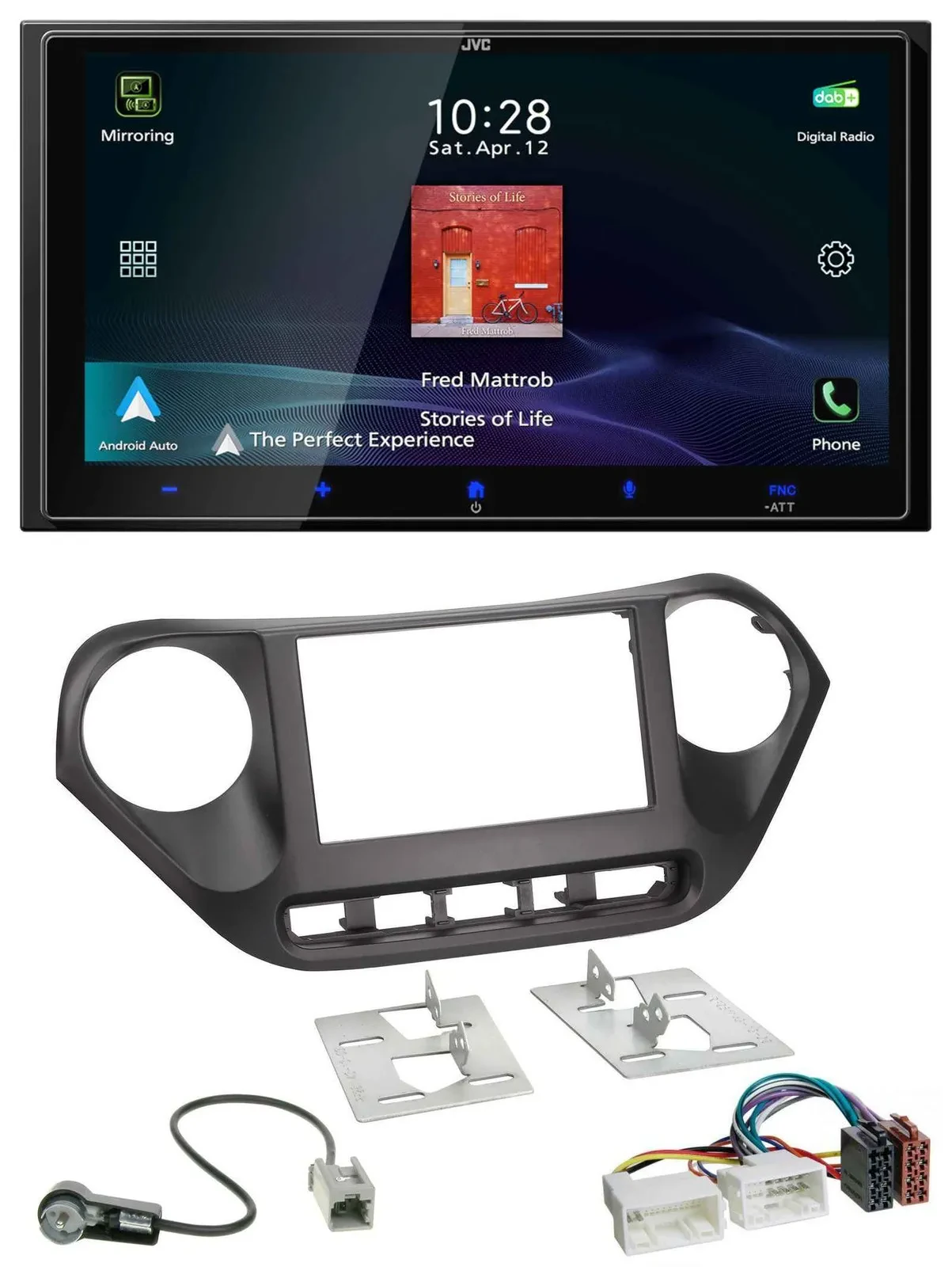 Автомагнитола для Hyundai i10 JVC 2DIN, DAB, Bluetooth, USB, MP3