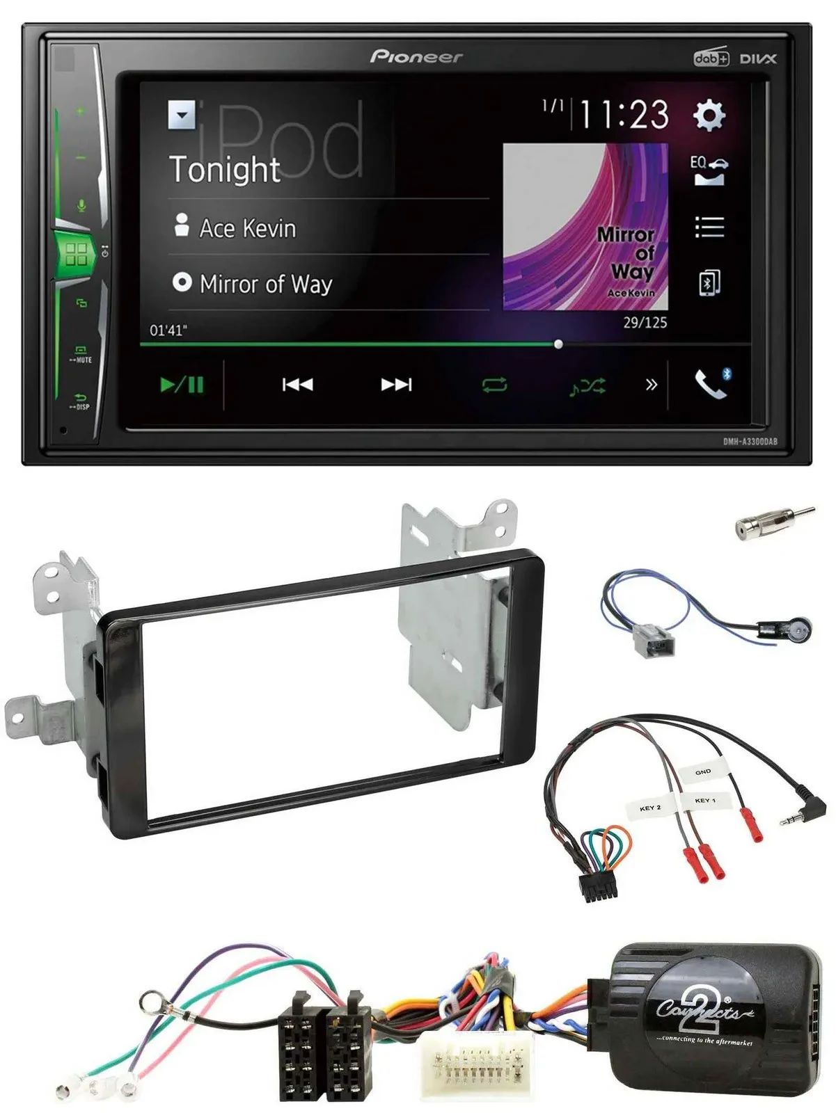 Pioneer 2DIN Lenkrad DAB USB Bluetooth Autoradio für Mitsubishi ab 2012 Outlande