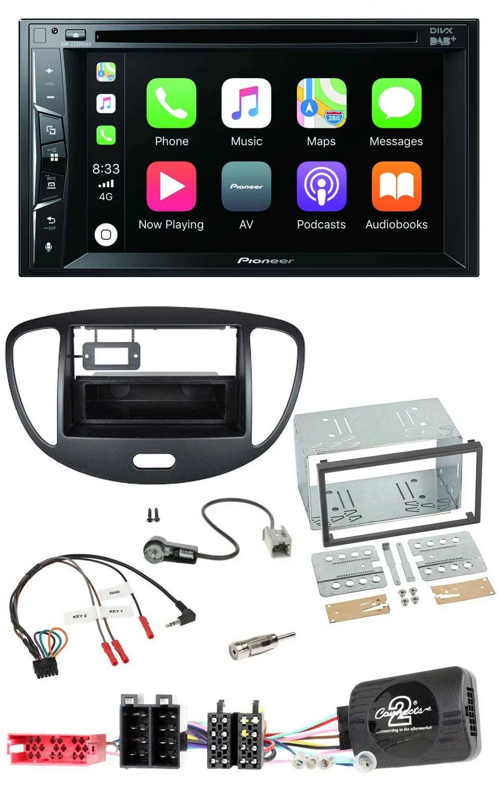 Pioneer Lenkrad USB DVD Bluetooth DAB 2DIN Autoradio für Hyundai i10 2009-2013 s