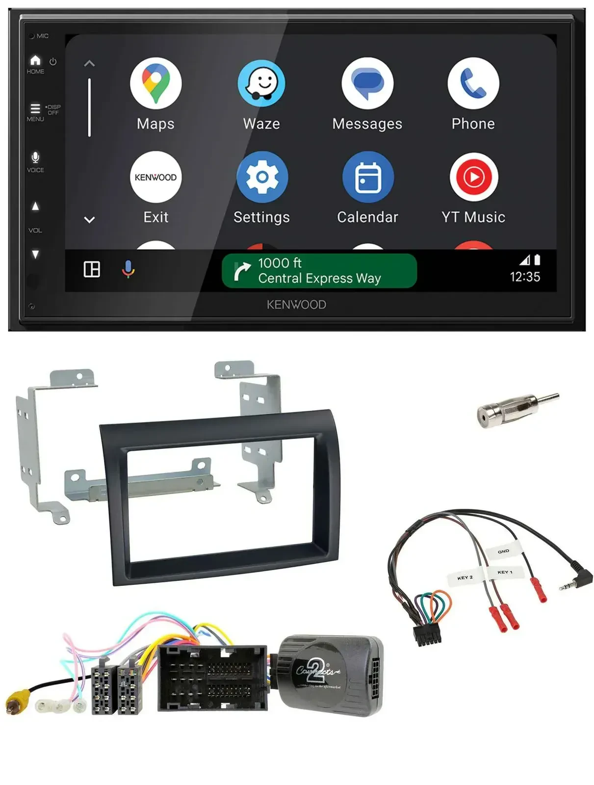 Автомагнитола Kenwood 2-DIN, DAB, Bluetooth, USB, для Citroen Jumper (с 2014), черная, поддержка управления с руля