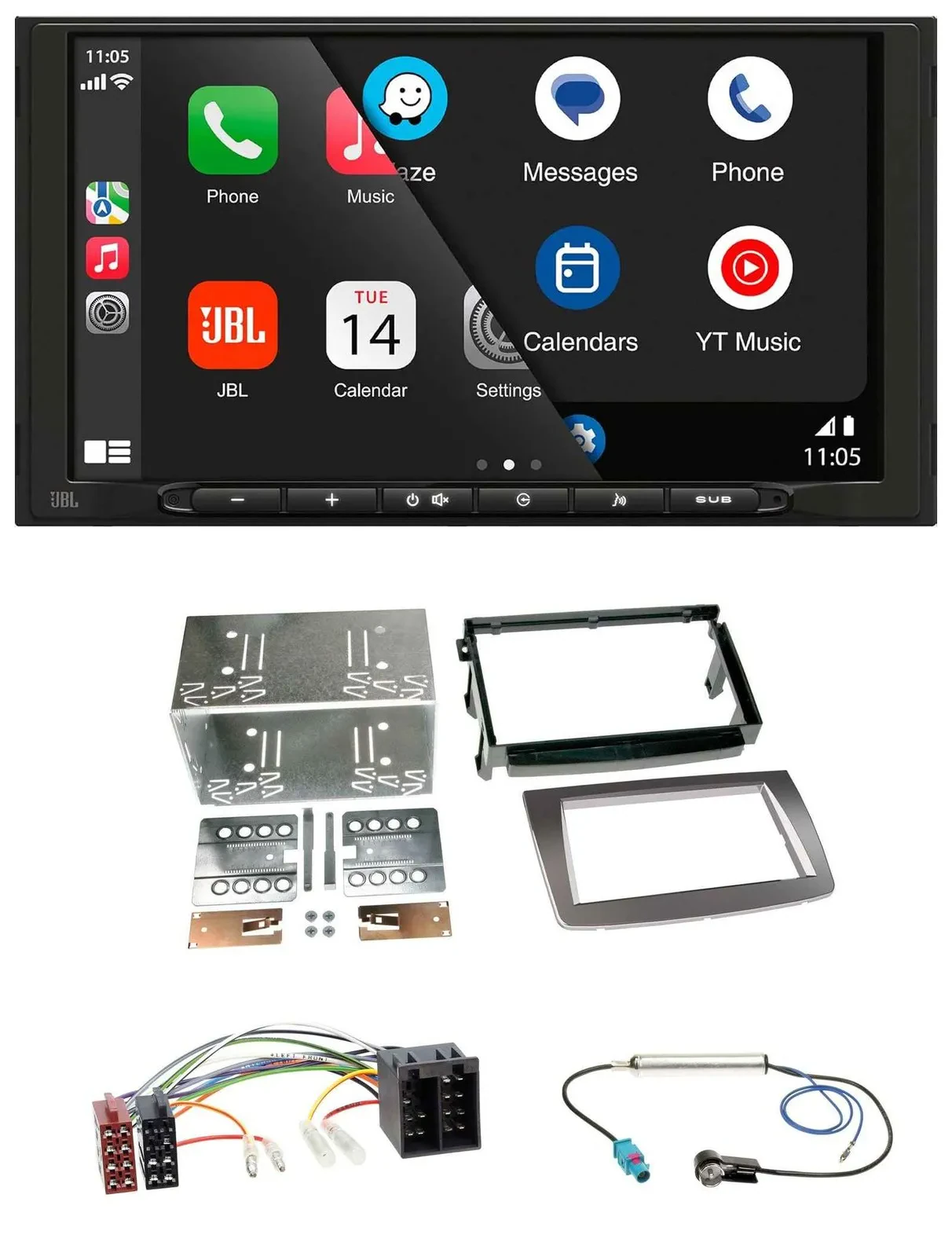 JBL USB 2DIN MP3 Bluetooth AUX Autoradio für Alfa Romeo Mito ISO 955 08-14 silbe