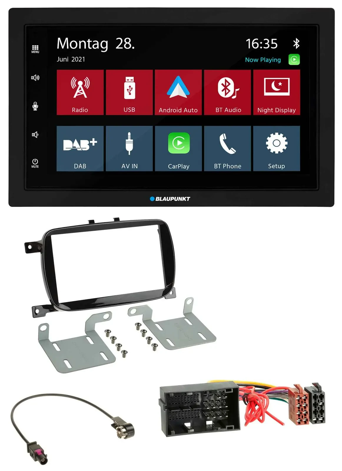 Blaupunkt MP3 Bluetooth DAB 2DIN USB Autoradio für Fiat 500X ab 2016 klavierlack