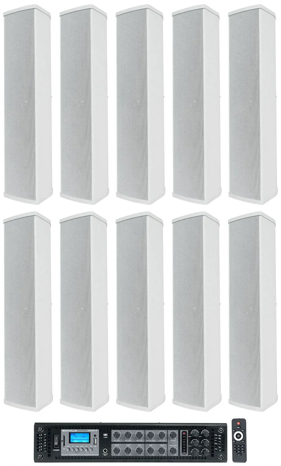 Настенная акустика Rockville WET ARRAY 5 White с усилителем (10 штук)