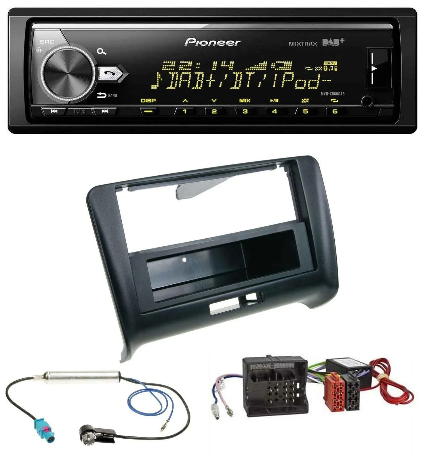 Автомагнитола Pioneer Bluetooth USB DAB MP3 для Audi TT 06-14, Aktivsystem, Quadlock