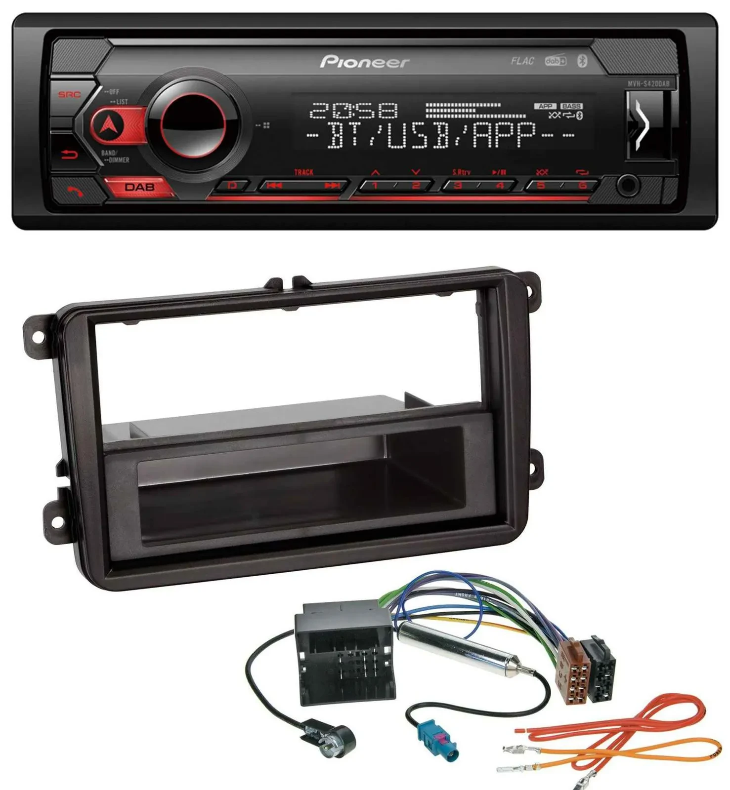 Pioneer MP3 USB DAB Bluetooth Autoradio für VW Sharan ab 10 Tiguan ab 07 Touran