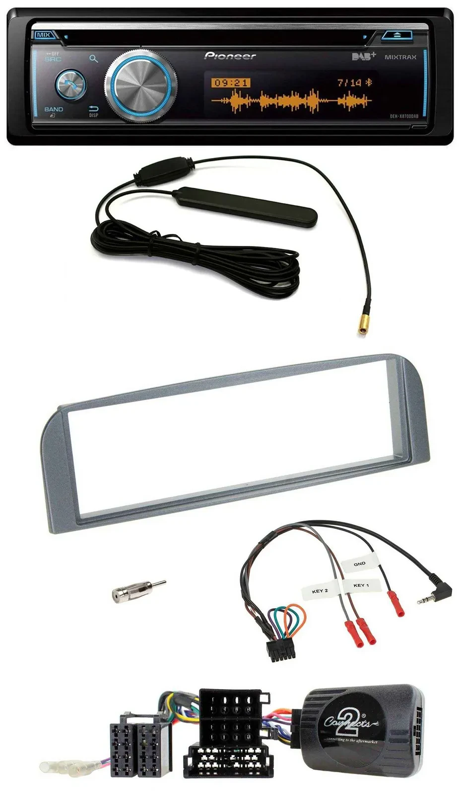 Автомагнитола Pioneer CD, USB, Bluetooth, DAB, совместима с кнопками на руле, для Alfa Romeo 147/GT (2007-2010), антрацит