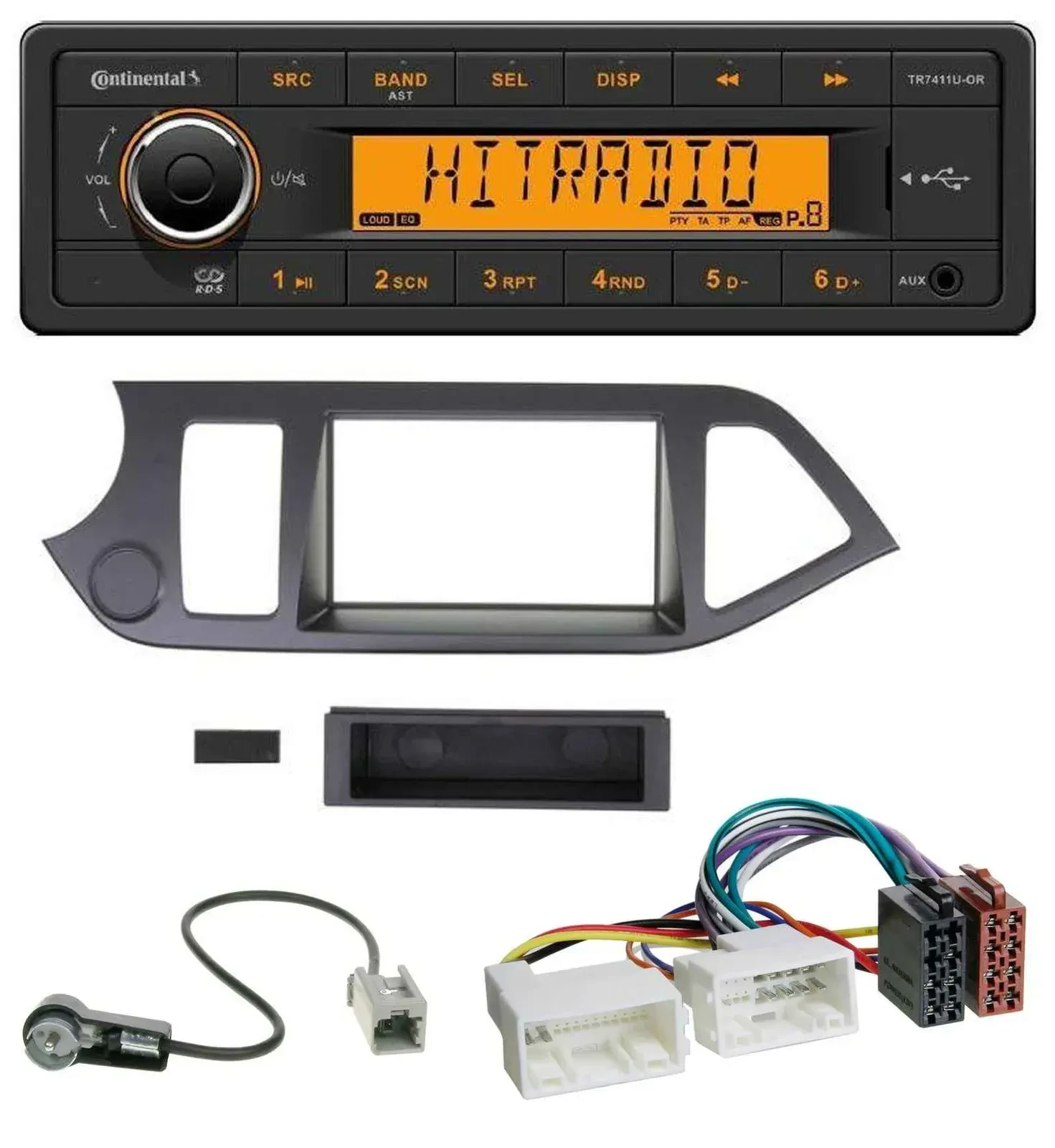 Continental 1DIN USB AUX MP3 Autoradio für Kia Picanto ab 2011 ohne Start-Stop
